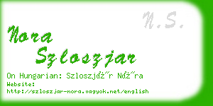 nora szloszjar business card